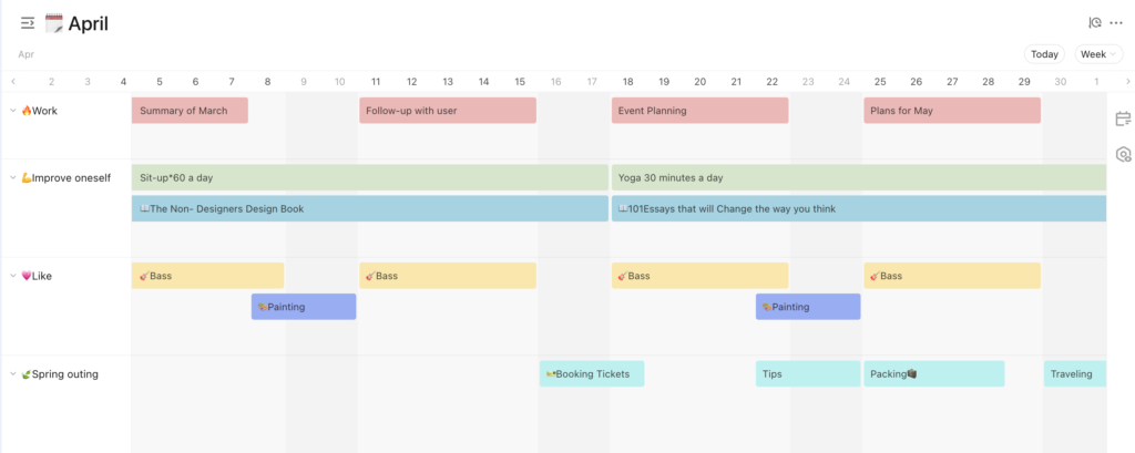 Scheduling your tasks on the Timeline